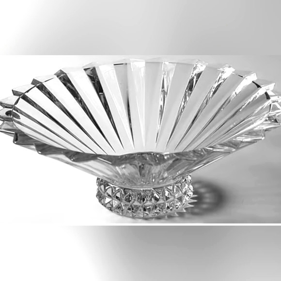 Mid-Century Modern Crystal Centerpiece Bowl with Geometric Designs by Rosenthal
